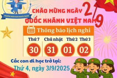 Thông báo lịch nghỉ Lễ Quốc Khánh 2/9/2026