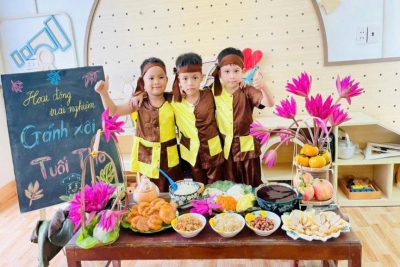 Chào thu với gánh xôi tuổi thơ tại trường mầm non Nghĩa Trung