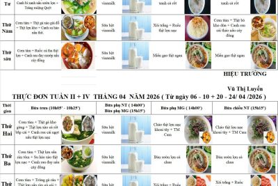 Thực đơn tháng 4 – Dinh dưỡng cân đối, yêu thương đong đầy