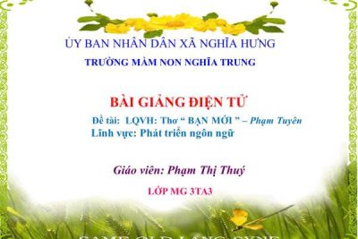 Bài giảng điện tử: LQVH: Thơ ” Bạn Mới”